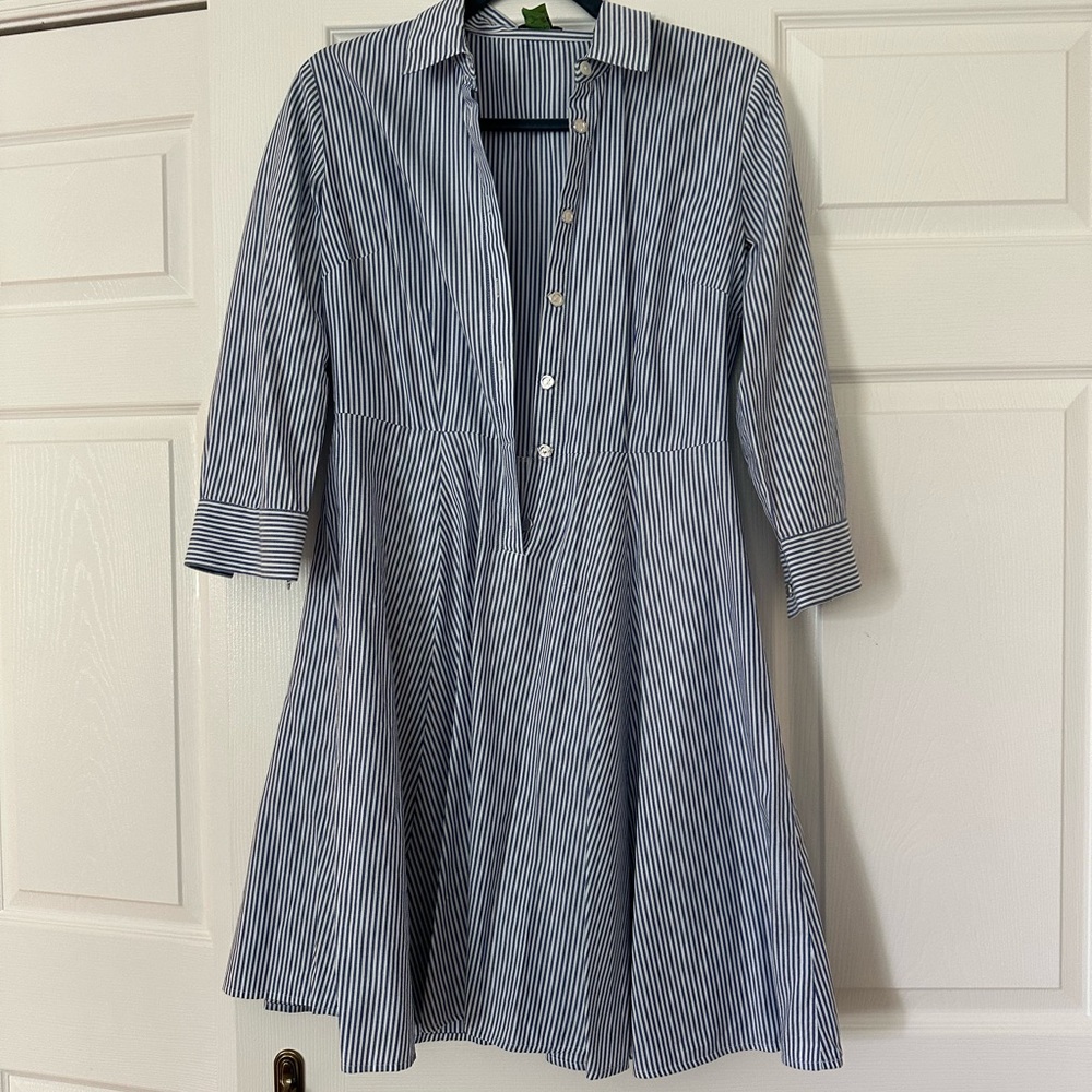 Ann Taylor blue and white A line shirt dress